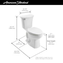 American Standard | Edgemere 1.28 GPF Two Piece Elongated Chair Height Toilet - Less Seat -Faucet american standard as edgemere toilet 204ab104 dimension info 252