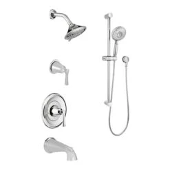 American Standard | Estate Pressure Balanced Shower System With Shower Head, Hand Shower, Slide Bar, Shower Arm, Hose, Wall Supply Elbow, Tub Spout, Diverter, And Valve Trim
