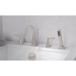American Standard | Edgemere Deck Mounted Roman Tub Filler - Includes Hand Shower -Faucet american standard t018 901 installed nickel 6