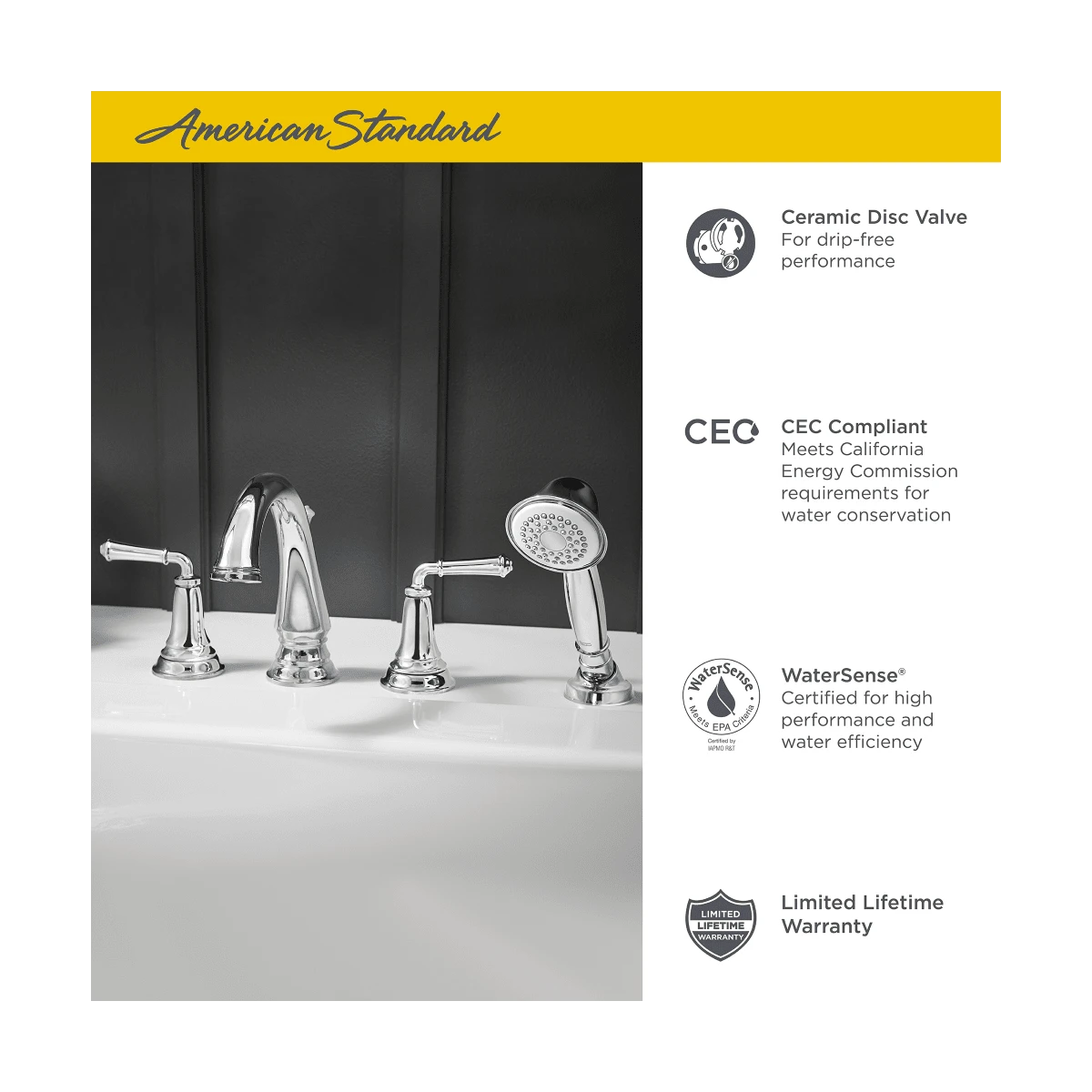 American Standard | Delancey Deck Mounted Roman Tub Filler With Built-In Diverter 11 American Standard | Delancey Deck Mounted Roman Tub Filler With Built-In Diverter - Image 9