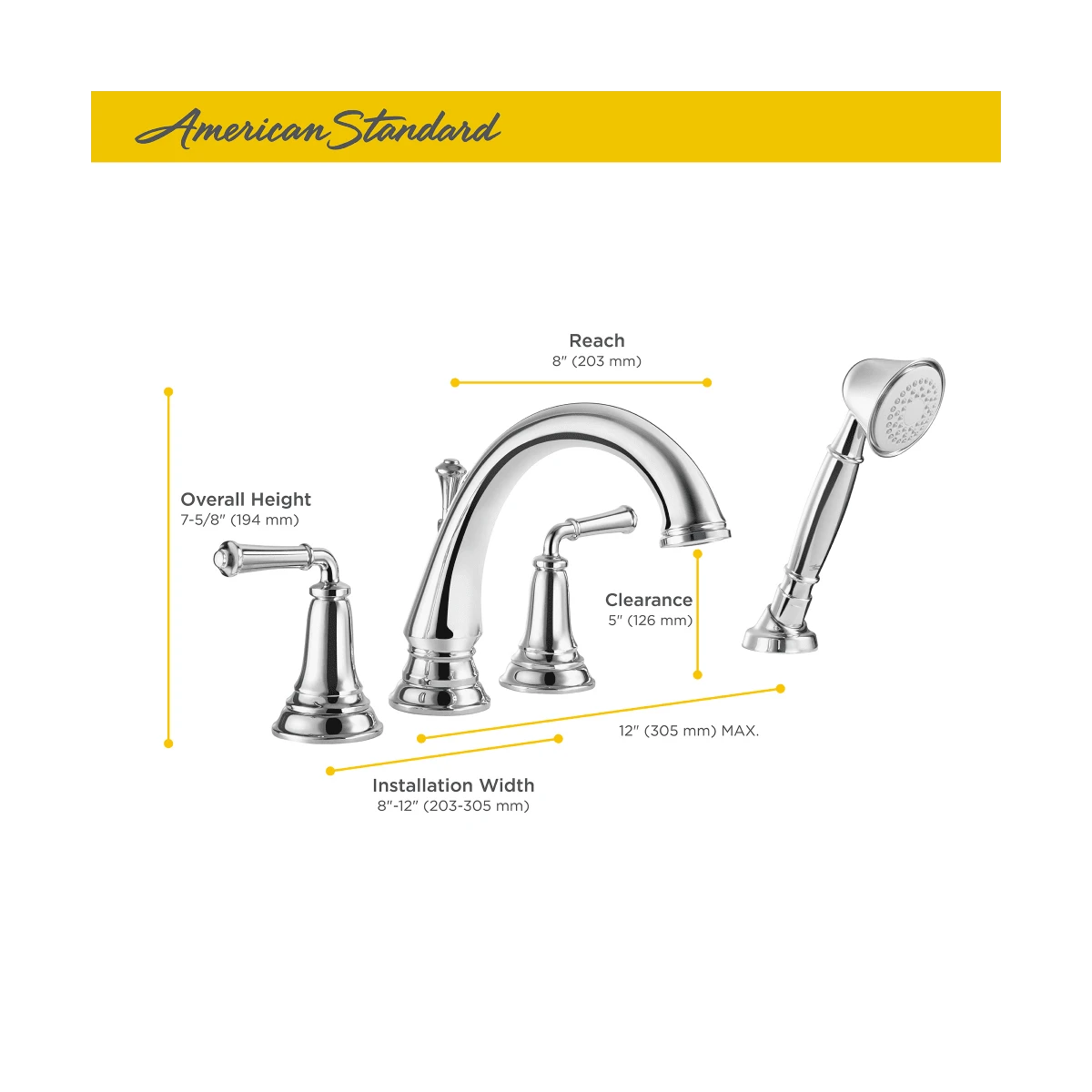 American Standard | Delancey Deck Mounted Roman Tub Filler With Built-In Diverter 12 American Standard | Delancey Deck Mounted Roman Tub Filler With Built-In Diverter - Image 10