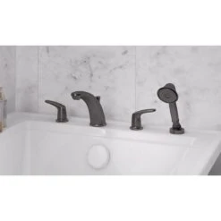 American Standard | Colony Pro Deck Mounted Roman Tub Filler With Built-In Diverter - Includes Hand Shower -Faucet american standard t075 921 installed bronze 26