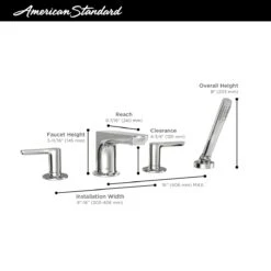 American Standard | Studio S Deck Mounted Roman Tub Filler With Built-In Diverter - Includes Hand Shower -Faucet american standard t105 901 alternate image 262