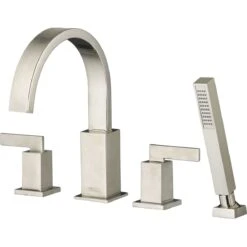 American Standard | Times Square Deck Mounted Roman Tub Filler With Built-In Diverter - Includes Hand Shower 8 American Standard | Times Square Deck Mounted Roman Tub Filler With Built-In Diverter - Includes Hand Shower -Faucet american standard t184 901 close up nickel 49