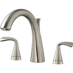 American Standard | Fluent Deck Mounted Roman Tub Filler With Built-In Diverter -Faucet american standard t186 900 close up brushed nickel 54