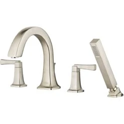 American Standard | Townsend Deck Mounted Roman Tub Filler With Built-In Diverter - Includes Hand Shower -Faucet american standard t353 901 close up brushed nickel 67