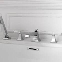 American Standard | Town Square S Deck Mounted Roman Tub Filler With Built-In Diverter - Includes Hand Shower -Faucet american standard t455 901 beauty shot 199