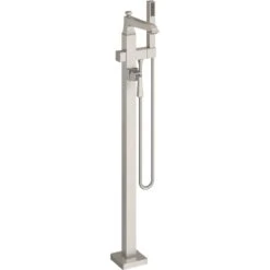 American Standard | Town Square S Floor Mounted Tub Filler With Built-In Diverter - Includes Hand Shower -Faucet american standard t455 951 close up nickel 94