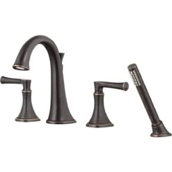 American Standard | Estate Deck Mounted Roman Tub Filler With Built-In Diverter - Includes Hand Shower 12 American Standard | Estate Deck Mounted Roman Tub Filler With Built-In Diverter - Includes Hand Shower -Faucet american standard t722 901 close up bronze 101
