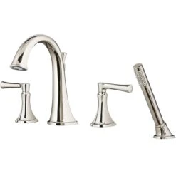 American Standard | Estate Deck Mounted Roman Tub Filler With Built-In Diverter - Includes Hand Shower 11 American Standard | Estate Deck Mounted Roman Tub Filler With Built-In Diverter - Includes Hand Shower -Faucet american standard t722 901 close up nickel 100