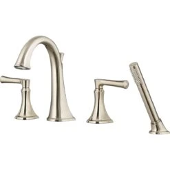 American Standard | Estate Deck Mounted Roman Tub Filler With Built-In Diverter - Includes Hand Shower 13 American Standard | Estate Deck Mounted Roman Tub Filler With Built-In Diverter - Includes Hand Shower -Faucet american standard t722 901 close up nickel 102