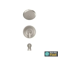 American Standard | Fluent Tub And Shower Trim Package With 2.5 GPM Single Function Shower Head -Faucet american standard tu186 502 front view brushed nickel 40