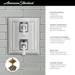 American Standard | Town Square S 3 Function Pressure Balanced Valve Trim Only With Double Handle, Integrated Diverter - Less Rough In -Faucet american standard tu455 740 alternate image 36