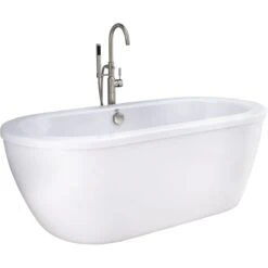 American Standard | Cadet 66" Acrylic Soaking Bathtub For Free Standing Tub With Center Drain - Tub Filler, Hand Shower And Drain Included