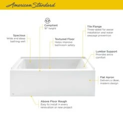 American Standard | Studio Three Wall Alcove Acrylic Soaking Tub With Left Drain 12 American Standard | Studio Three Wall Alcove Acrylic Soaking Tub With Left Drain -Faucet as studio afr tub infographic 1