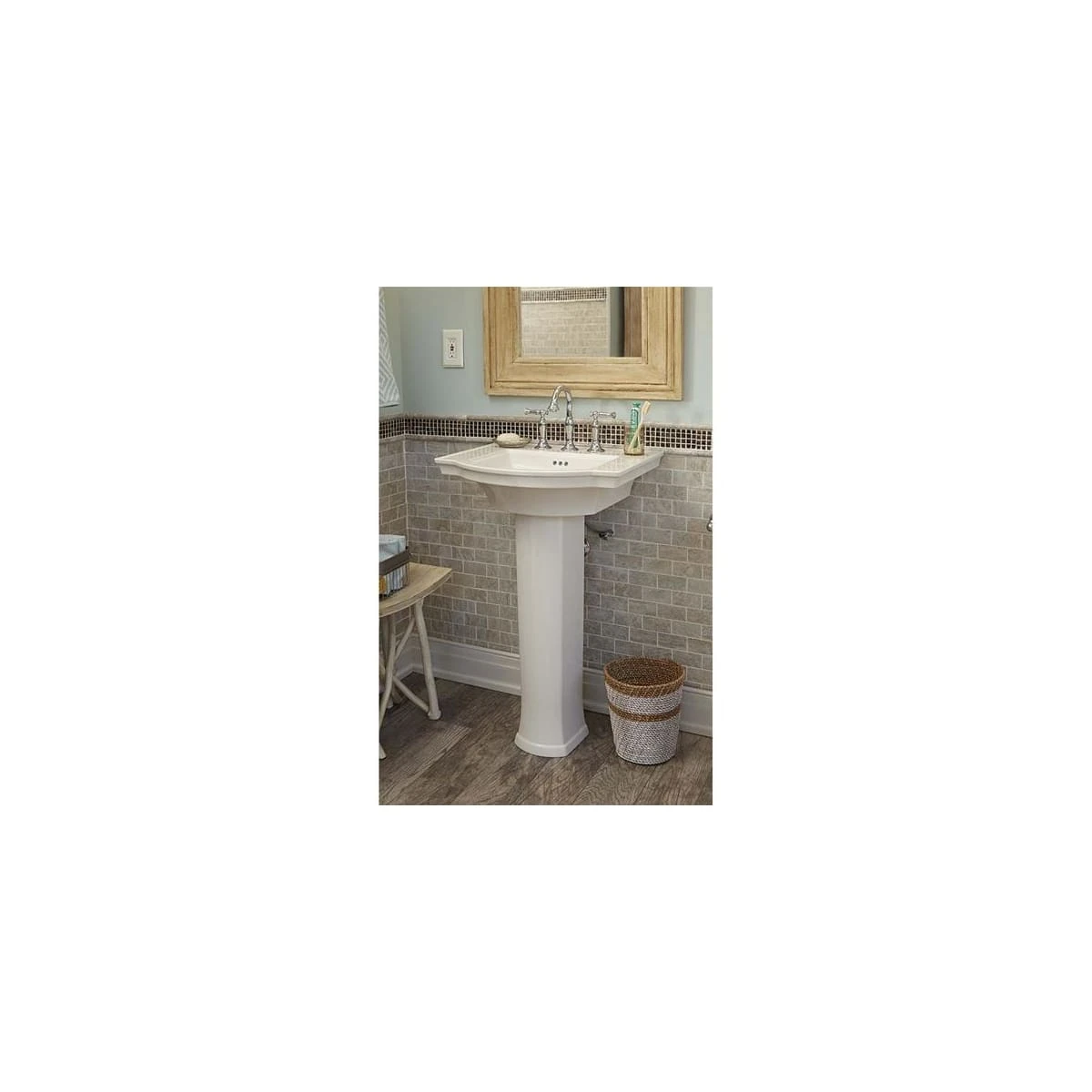 American Standard | Estate 24" Pedestal Bathroom Sink With 1 Hole Drilled And Overflow 4 American Standard | Estate 24" Pedestal Bathroom Sink With 1 Hole Drilled And Overflow - Image 2