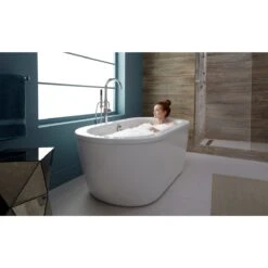 American Standard | Cadet 66" Acrylic Soaking Bathtub For Free Standing Tub With Center Drain - Tub Filler, Hand Shower And Drain Included -Faucet cadet freestanding