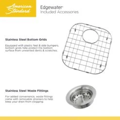 American Standard | Edgewater 33" Single Basin Stainless Steel Kitchen Sink For Drop In Or Undermount Installations With Single Faucet Hole - Drain Included -Faucet edgewater sink accessories 1