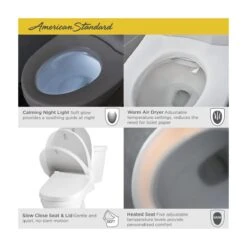 American Standard | Advanced Clean 2.5 SpaLet Elongated Soft Close Bidet Seat With Remote, Heated Seat And Warm Air Dryer -Faucet infographic 8012a60grc 3